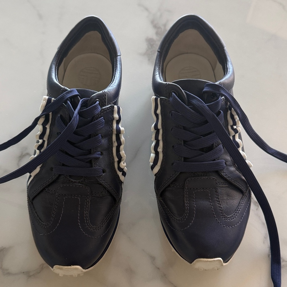 Tory Butch Navy Blue Sneakers with White Accents size 7.5.